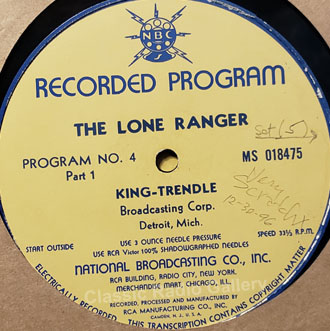 Lone Ranger transcription 004-1 record